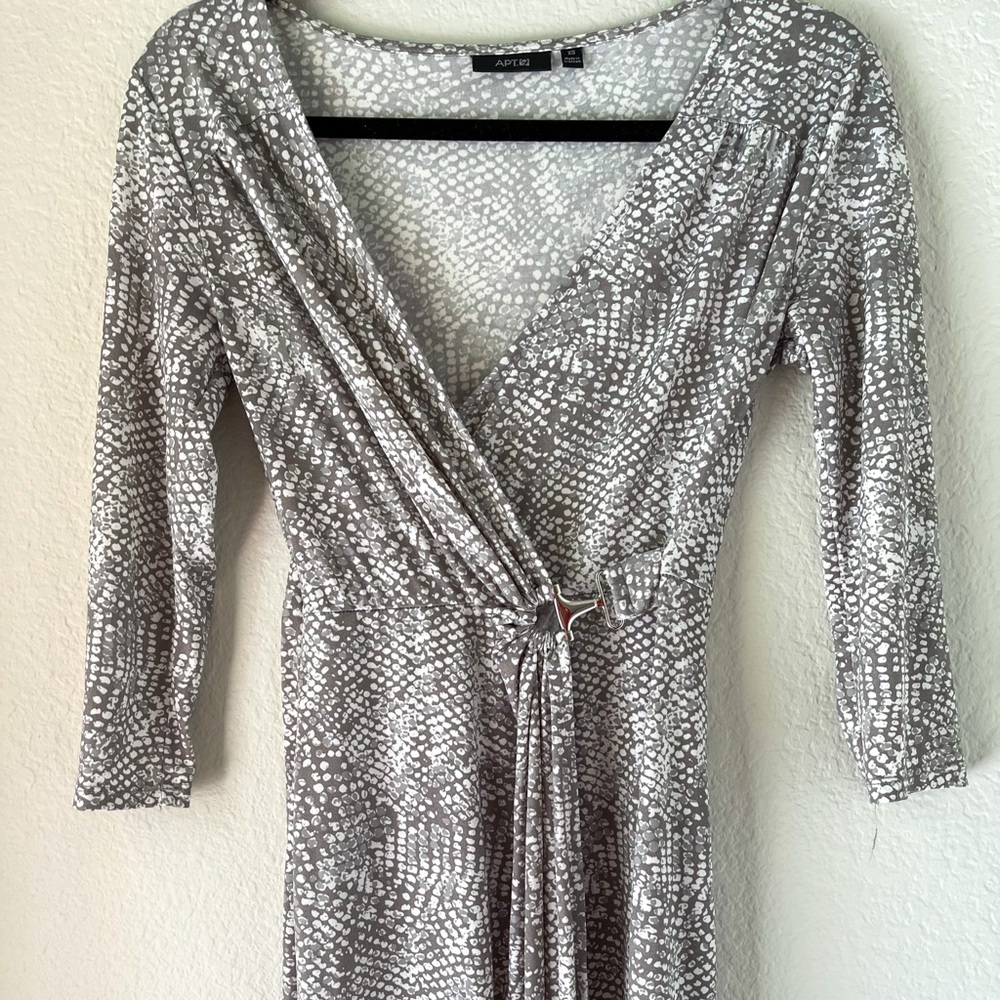 Apt.9 Silver and White Wrap dress
